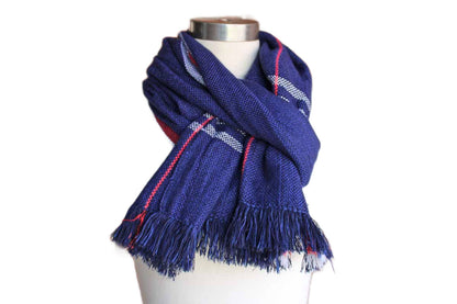 Red, White, and Blue Striped Long Soft Cotton Scarf