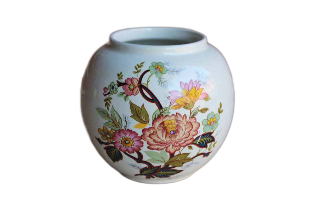 Sadler (England) Porcelain Ginger Jar with Colorful Flower Design