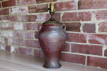 Unaka Potteries (North Carolina, USA) Hand Turned Urn-Shaped Stoneware Lamp with Flambe Glaze