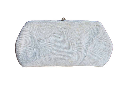 Magid (Japan) Hand Beaded White Seed Bead Clutch