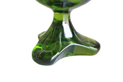 Viking Art Glass (West Virginia, USA) Avocado Green Pedestal Bowl with Wavy Flared Rim
