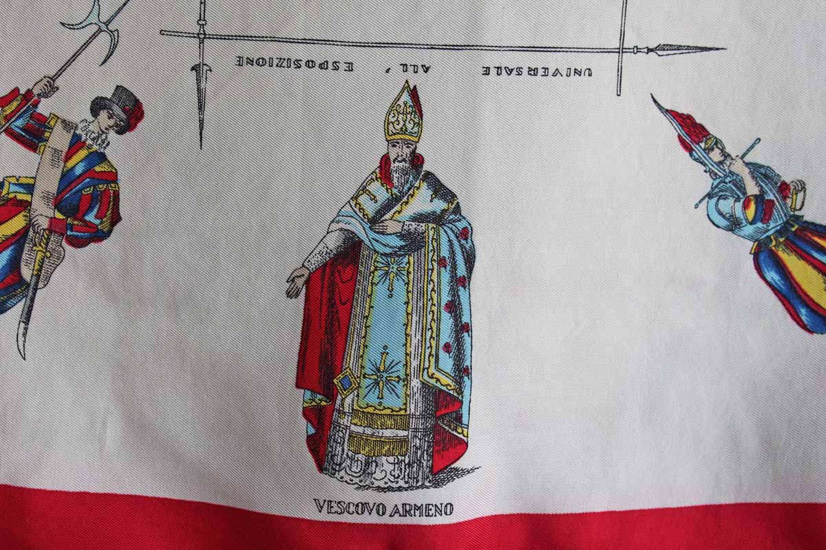 Silk Neck Scarf Decorated with Catholic Religious Figures