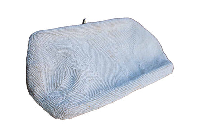Magid (Japan) Hand Beaded White Seed Bead Clutch