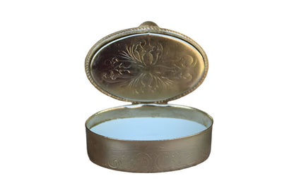 Ceramic Pill Box with Hinged Lid Decorated with the Two Towers of Bologna, Italy