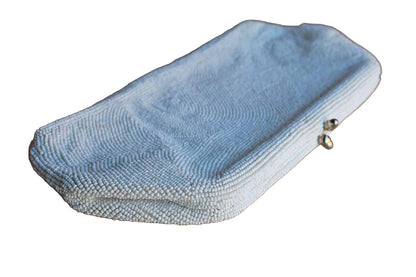 Magid (Japan) Hand Beaded White Seed Bead Clutch