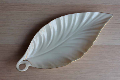 Lenox (USA) Ivory China Leaf-Shaped Dish with Gold Accents