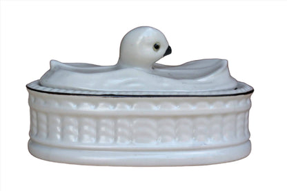 Mancioli (Italy) Porcelain Box with Bird-Shaped Lid