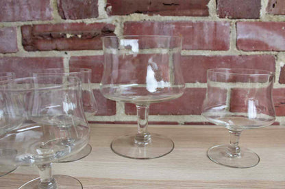 Clear Sorbet or Fruit Glasses with Large Matching Toppings Glass, Set of 6 Pieces