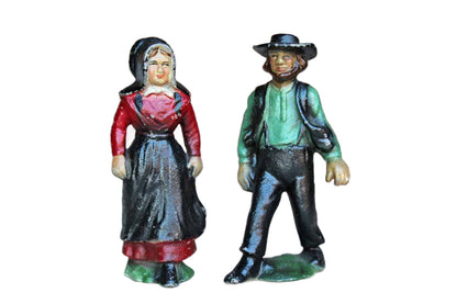 Cast Iron Amish Couple Figurines