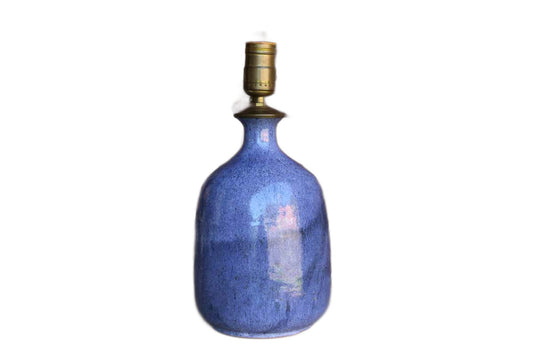 Heavy Stoneware Table Lamp with Blue Glaze Finish