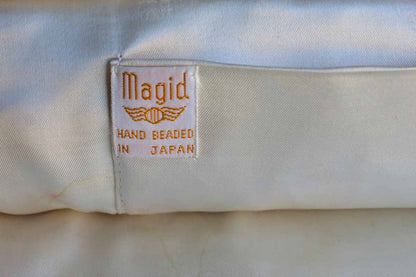 Magid (Japan) Hand Beaded White Seed Bead Clutch