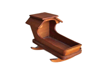 Quaker Style Dollhouse Baby Cradle with Pillow and Blanket