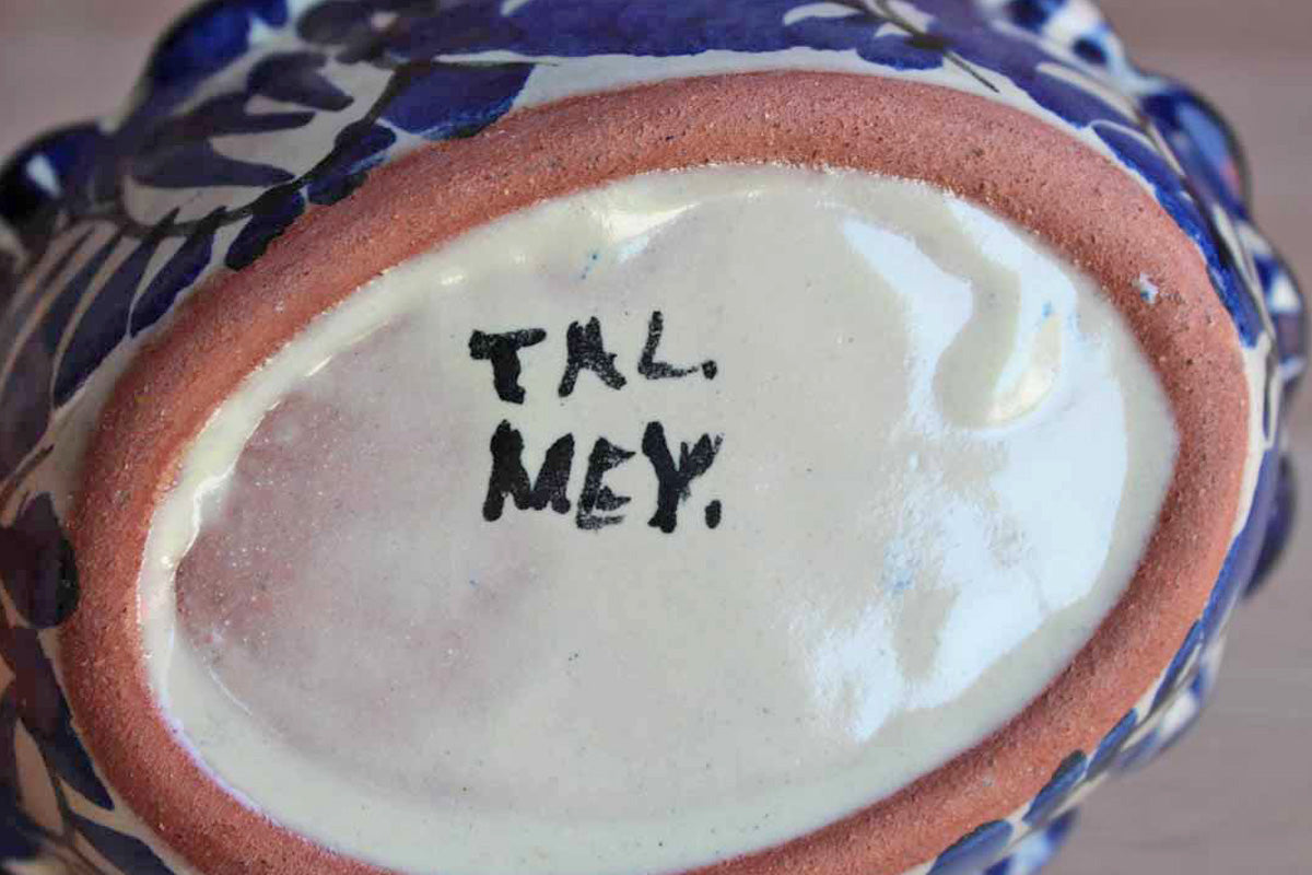 Mexican Talavera Small Earthenware Bowl with Calla Lilies