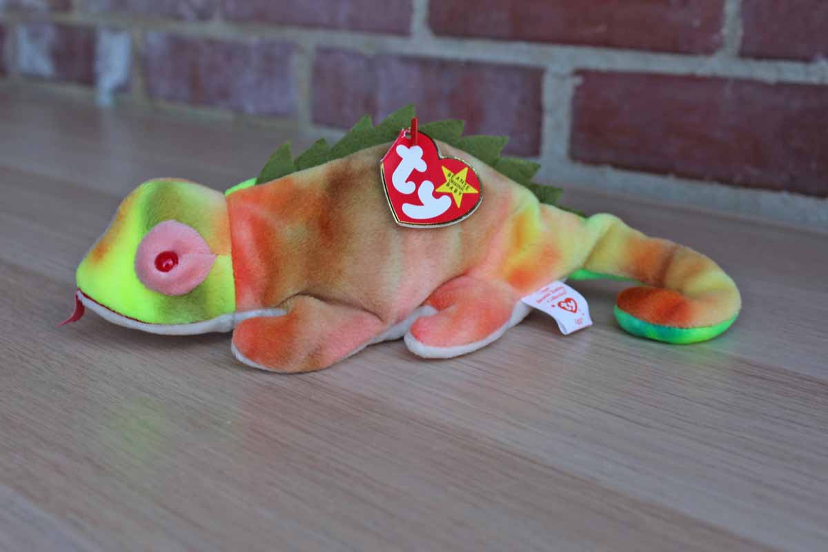 Ty Inc. (Illinois, USA) 1997 Iggy the Tie-Dyed Iguana with Red Tongue Beanie Baby