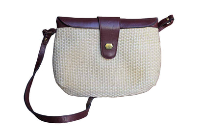 Etienne Aigner (New York, USA) Brown Leather and Woven Straw Shoulder Handbag