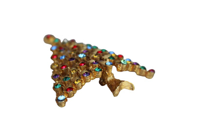Jonette Jewelry (Rhode Island, USA) Gold Tone and Multi-Color Rhinestone Christmas Tree Brooch