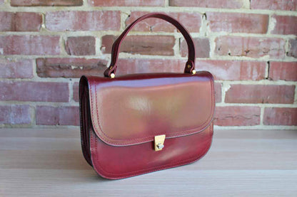 Saks Fifth Avenue Genuine Red Leather Handbag, Made in Italy