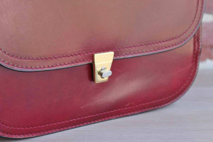 Saks Fifth Avenue Genuine Red Leather Handbag, Made in Italy