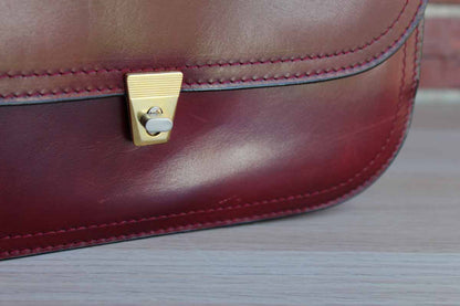 Saks Fifth Avenue Genuine Red Leather Handbag, Made in Italy