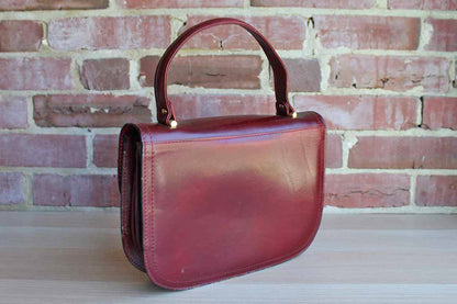 Saks Fifth Avenue Genuine Red Leather Handbag, Made in Italy