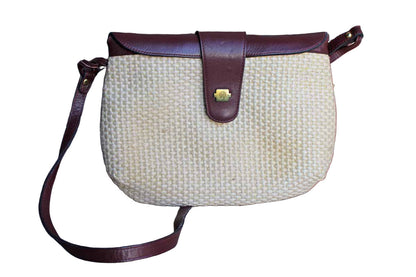 Etienne Aigner (New York, USA) Brown Leather and Woven Straw Shoulder Handbag