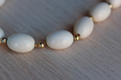Napier (USA) Ivory Bead Necklace with Small Gold Bead Spacers
