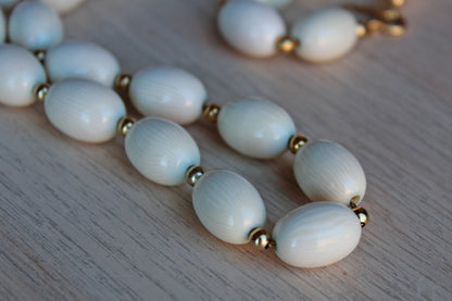 Napier (USA) Ivory Bead Necklace with Small Gold Bead Spacers