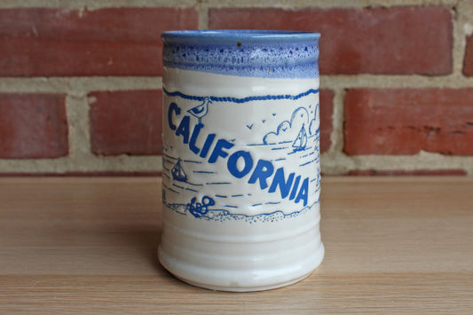 California Ceramic Blue and White Handled Coffee Mug