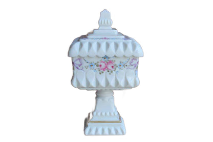 Westmoreland Glass Company (Pennsylvania, USA) Wedding Roses and Bows Milk Glass Large Bowl with Lid