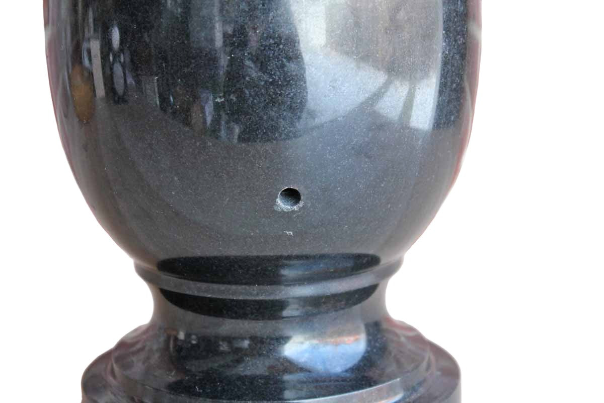 Heavy Black Marble Container with Stenciled Cat Decoration