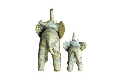 Handmade African Elephant Figurines, A Pair
