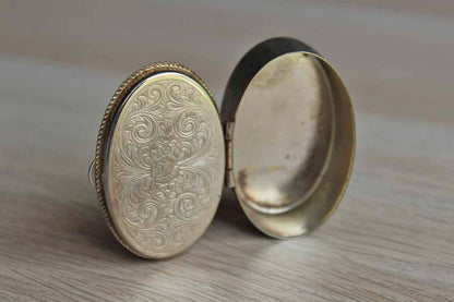 Silver Metal Hinged Pill Box with Blue Painted Floral Lid