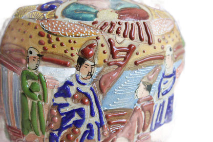 Japanese Satsuma Vases With Vibrantly Detailed Moriage and Beading