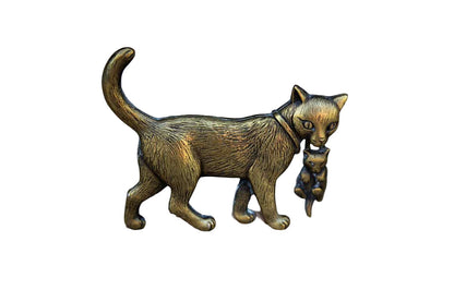 Jonette Jewelry (Rhode Island, USA) Mother Cat Carrying Kitten in Mouth Brooch