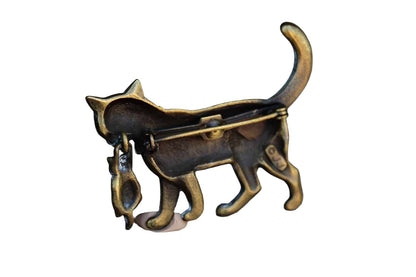 Jonette Jewelry (Rhode Island, USA) Mother Cat Carrying Kitten in Mouth Brooch