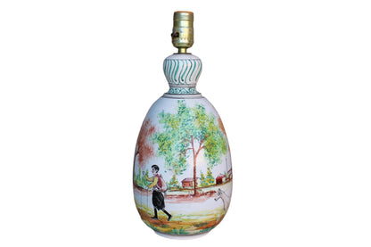 Lapithos Cyprus Hand Painted Lamp with Country Scene