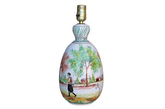 Lapithos Cyprus Hand Painted Lamp with Country Scene