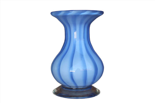 Blue and White Glass Swirl Bud Vase