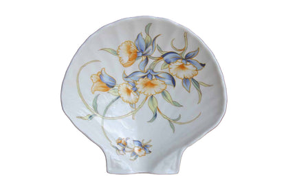 John Aynsley (England) "Just Orchids" Shell-Shaped Trinket Dish