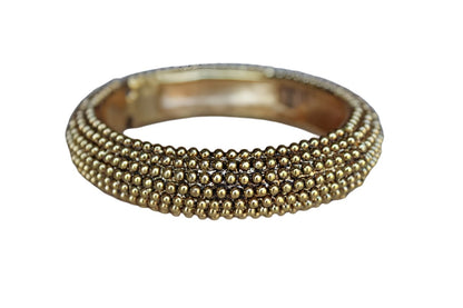 Trifari (USA) Gold Tone Heavy Bead Textured Bracelet with Magnetic Clasp