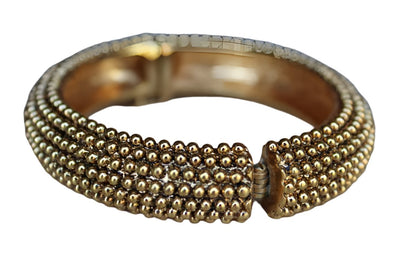 Trifari (USA) Gold Tone Heavy Bead Textured Bracelet with Magnetic Clasp