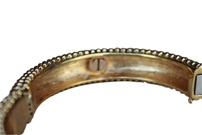 Trifari (USA) Gold Tone Heavy Bead Textured Bracelet with Magnetic Clasp