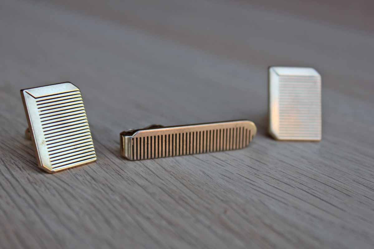 Swank, Inc. Gold Tone Comb Cufflinks and Tie Clip Set