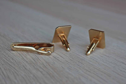 Swank, Inc. Gold Tone Comb Cufflinks and Tie Clip Set