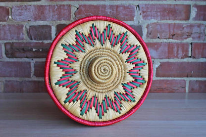 Colorful Straw Basket with Lid
