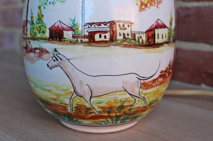 Lapithos Cyprus Hand Painted Lamp with Country Scene