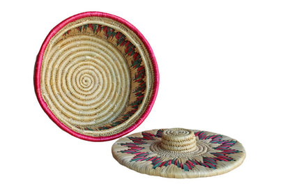 Colorful Straw Basket with Lid