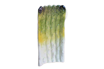 Ceramic Asparagus Dish Painted in Yellows and Greens