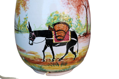 Lapithos Cyprus Hand Painted Lamp with Country Scene