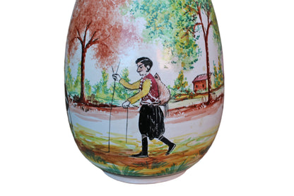 Lapithos Cyprus Hand Painted Lamp with Country Scene